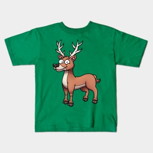 Happy Cartoon Male Deer Kids T-Shirt